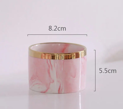 Pink Marble Pattern Ceramic Succulent Plant Pot